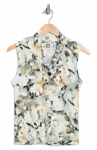 Anne Klein Triple Pleated Neck Sleeveless Top