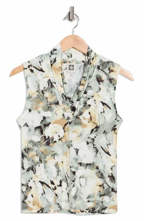 Anne Klein Triple Pleated Neck Sleeveless Top