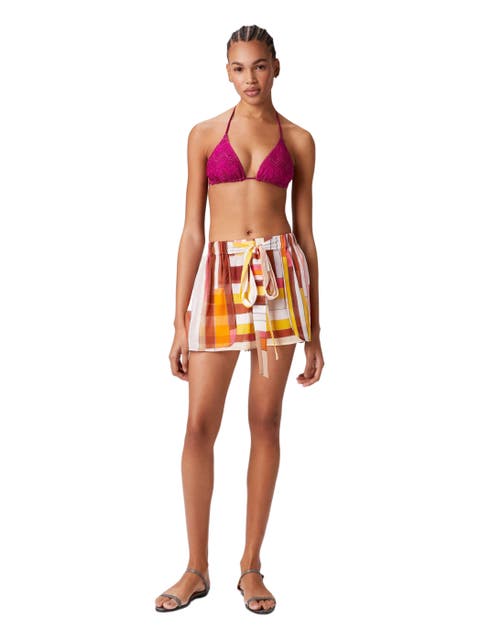 Printed Silk Cover-up Shorts With Belt