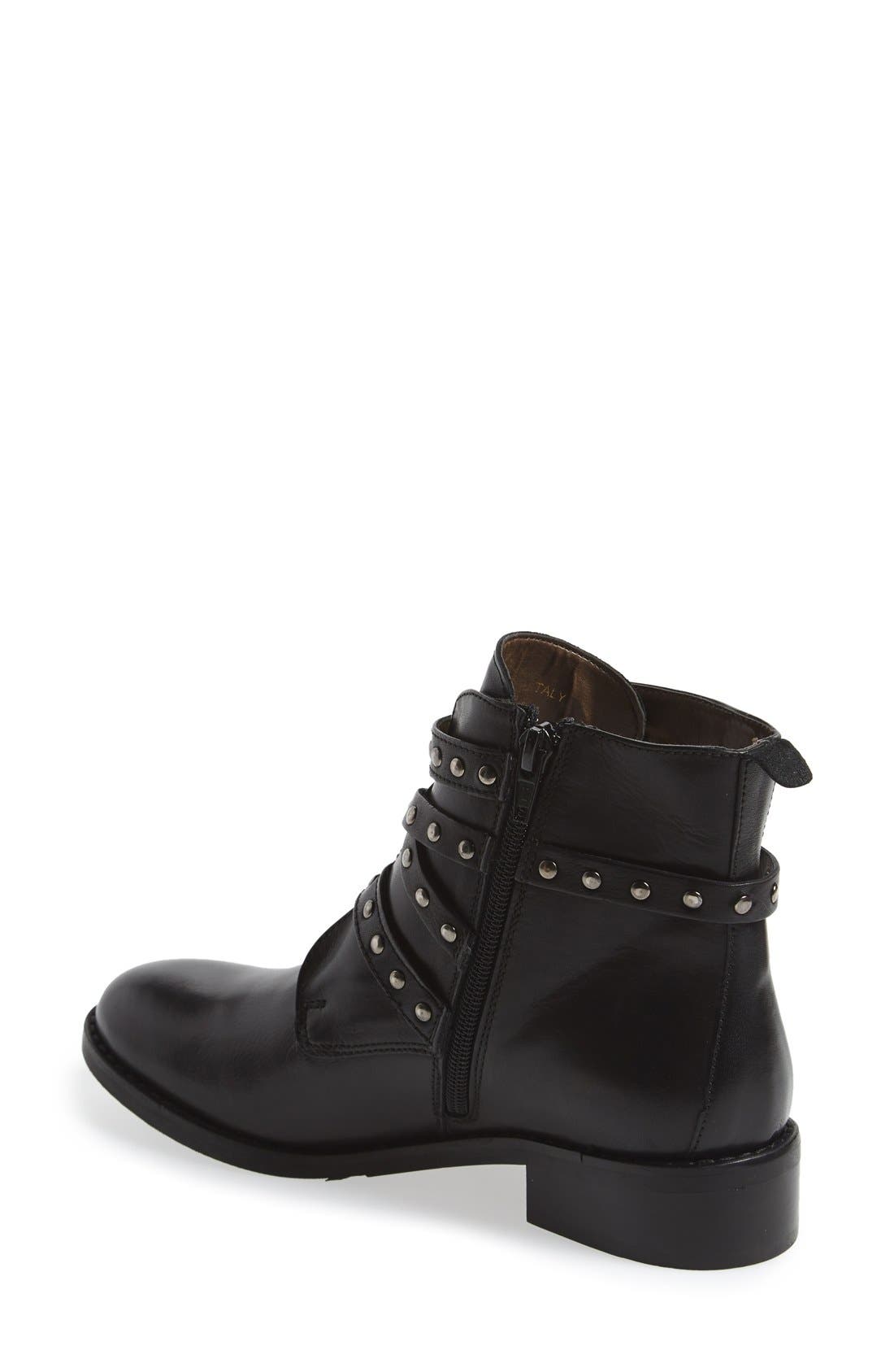 'Mod' Moto Bootie, Alternate, color, BLACK LEATHER