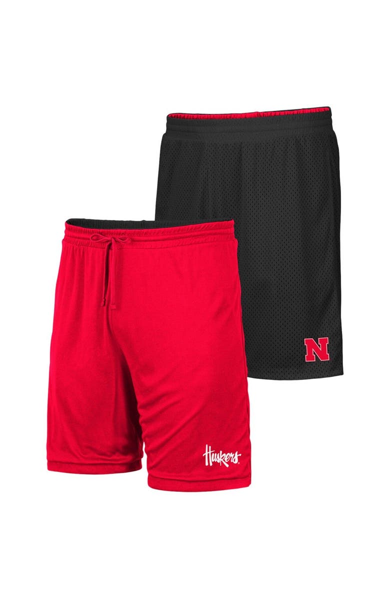 COLOSSEUM Men's Colosseum Black/Scarlet Nebraska Huskers Wiggum Reversible Shorts, Main, color, 