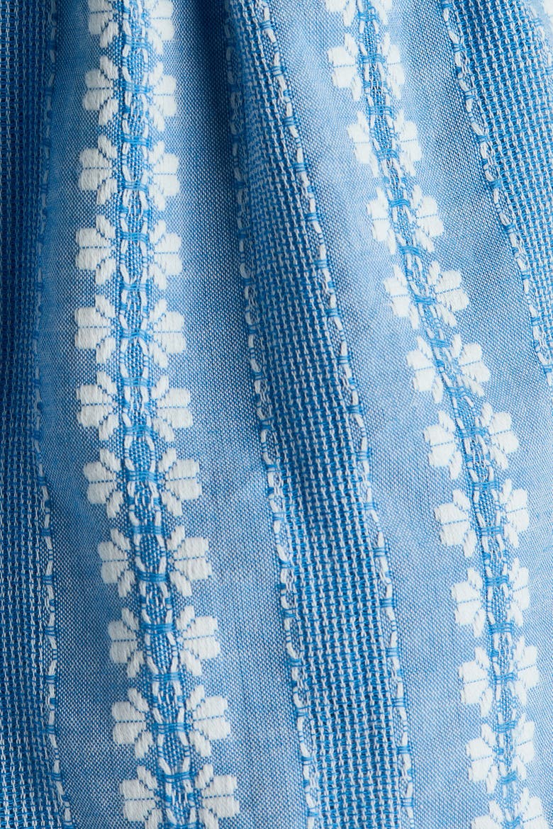 Embroidery-detail Bodysuit Dress, Alternate, color, Light blue/white