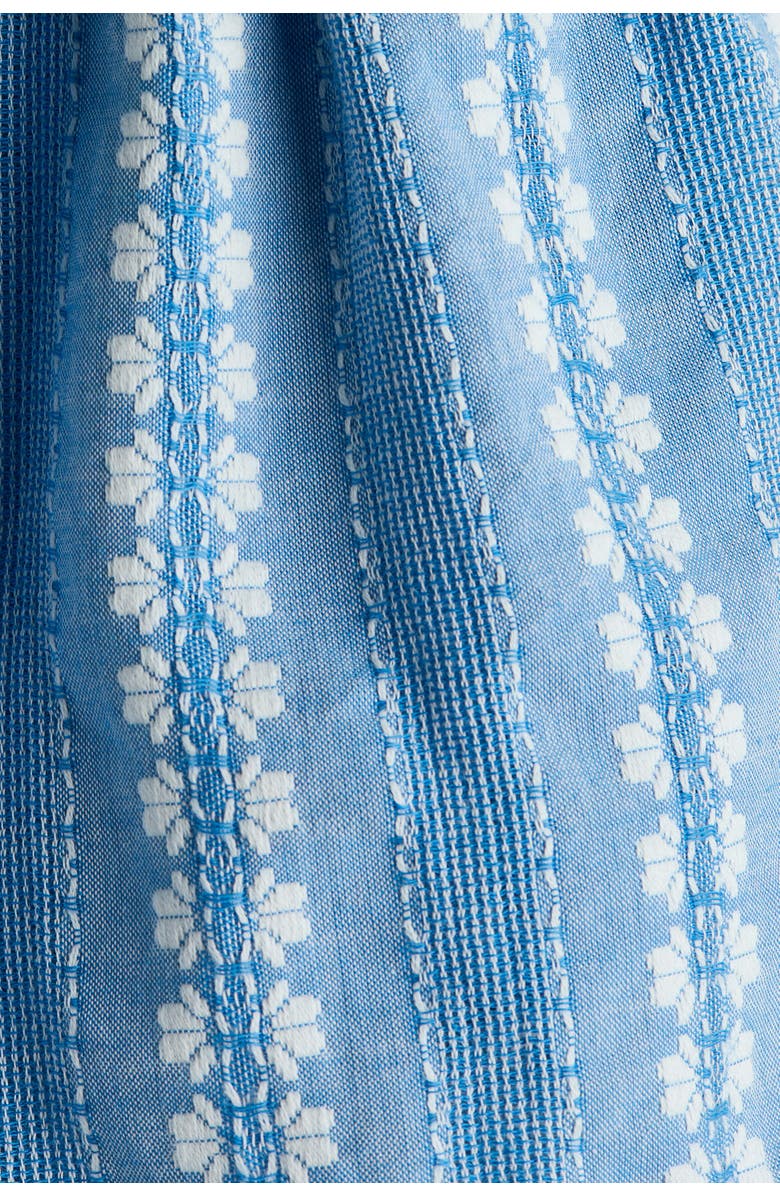 H&M Embroidery-detail Bodysuit Dress, Alternate, color, Light Blue/White