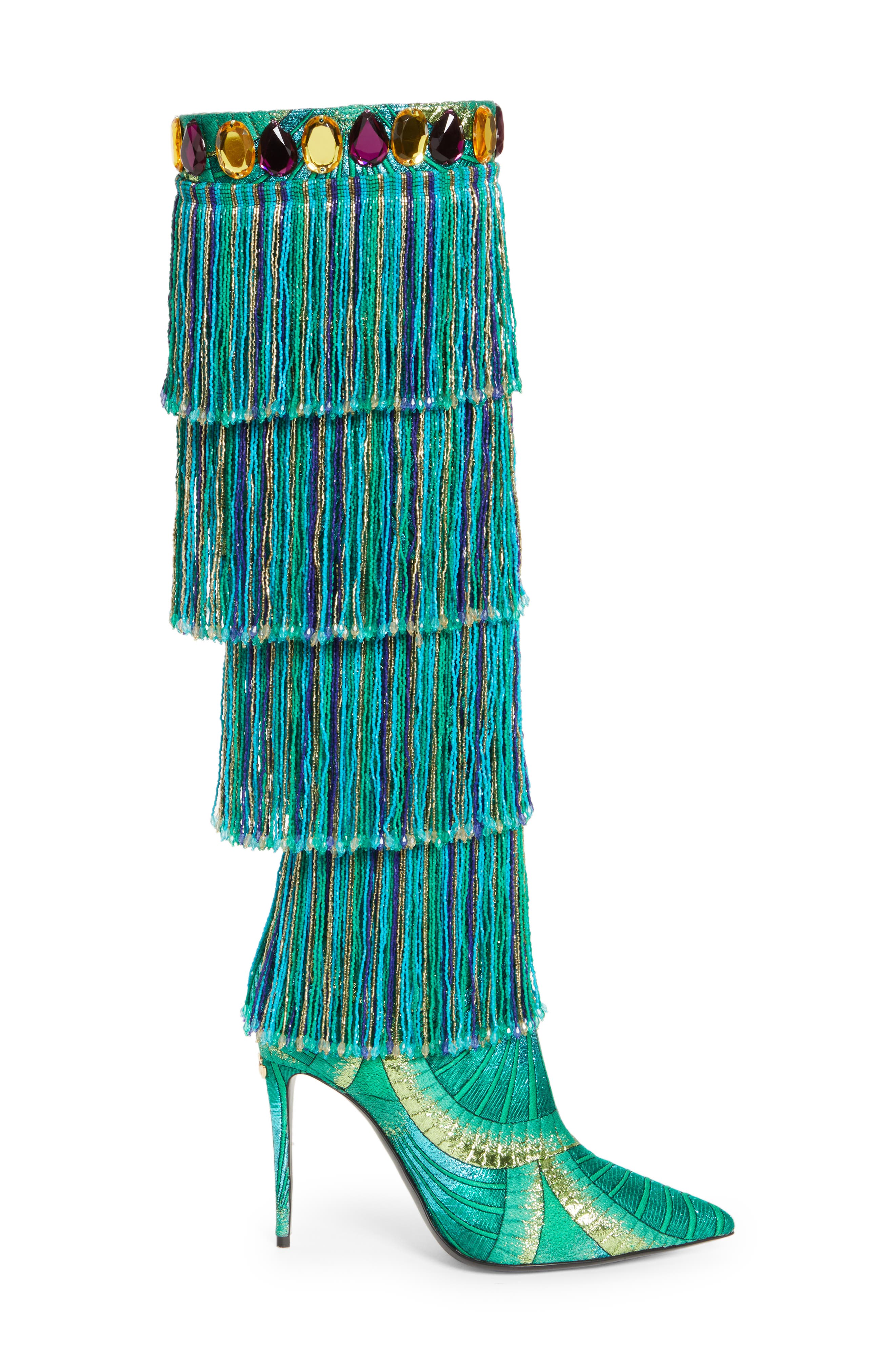 Cardinale Pointed Toe Knee High Boot, Alternate, color, VERDE/ MULTI