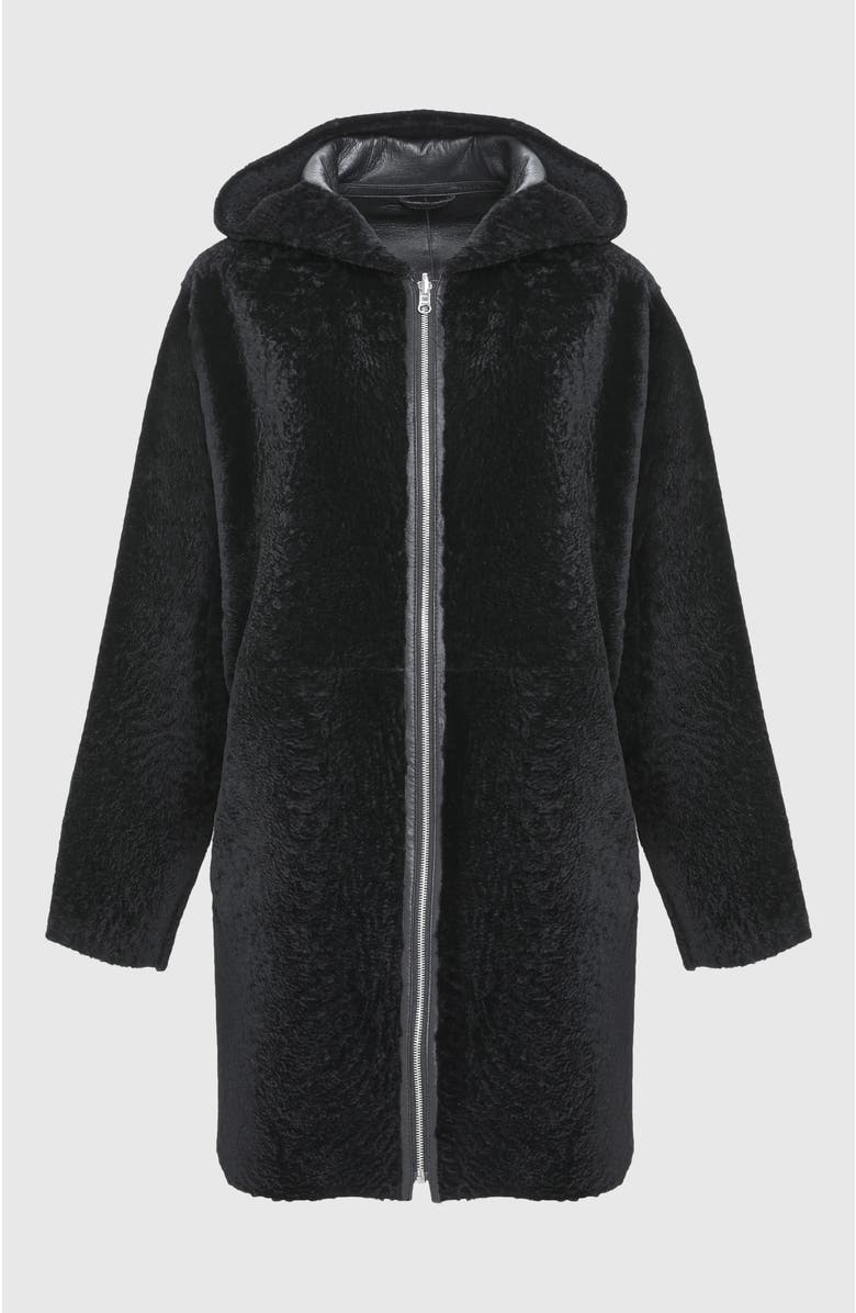 GORSKI Reversible Textured Genuine Shearling Jacket, Alternate, color, Black/Black