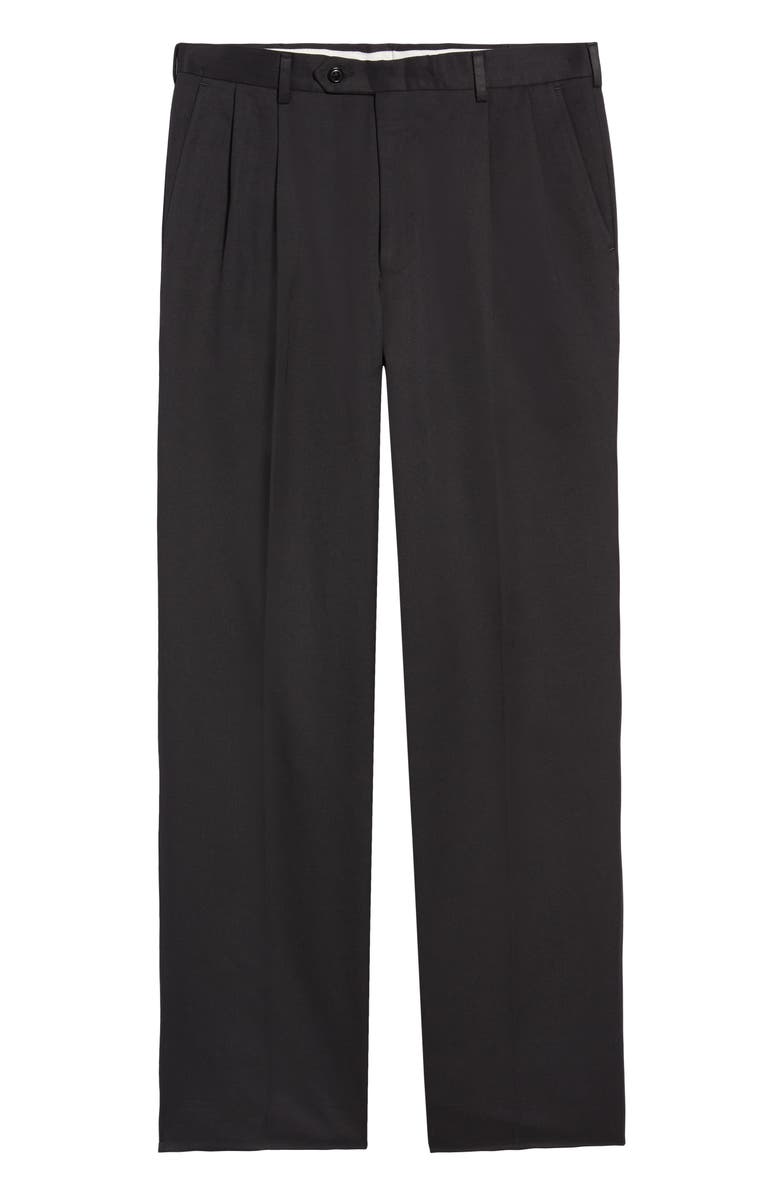 Berle Classic Fit Pleated Microfiber Performance Dress Pants, Alternate, color, Black