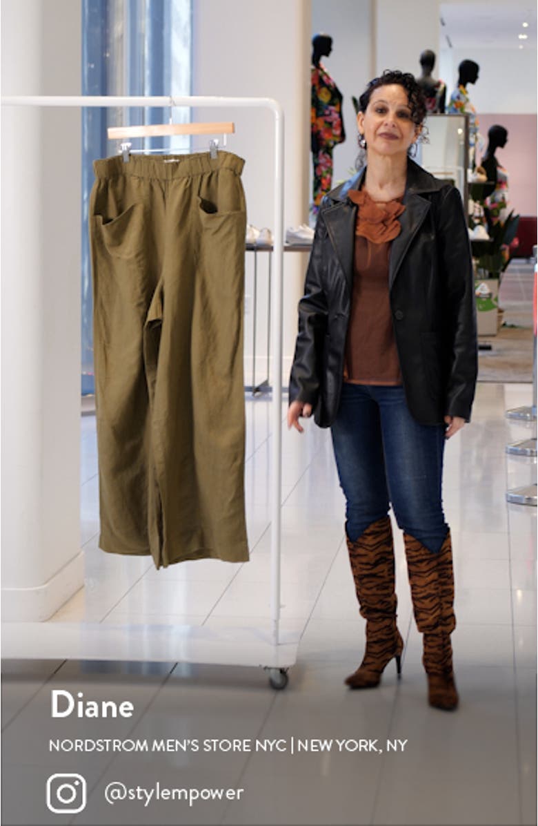 Linen Blend High Waist Wide Leg Pants, sales video thumbnail