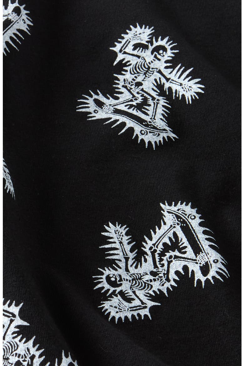 Kids' Allover Print T-Shirt, Alternate, color, BLACK-IVORY BONEY SKATERS