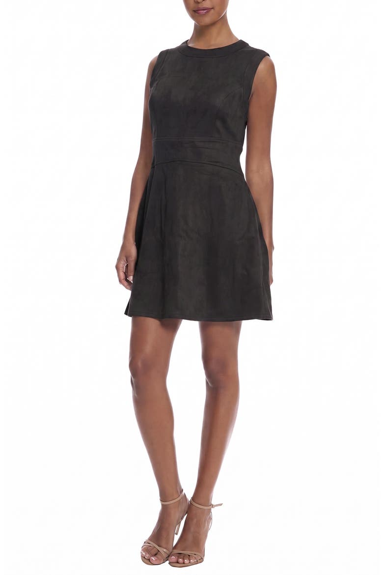 Faux Suede Sheath Dress, Main, color, BLACK