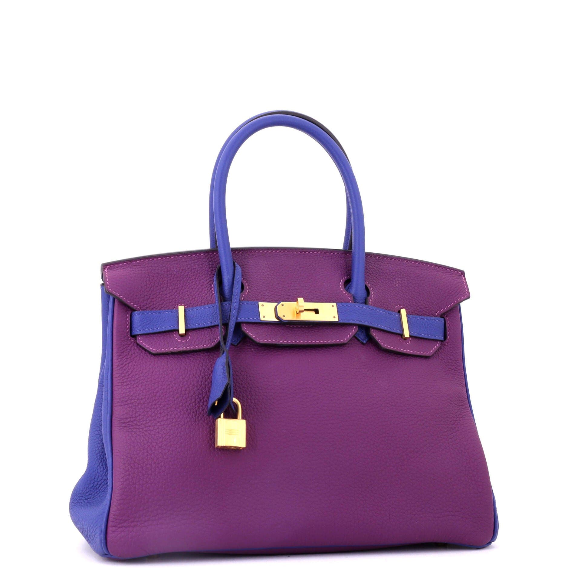Birkin Handbag Bicolor Togo with Brushed Gold Hardware 30, Alternate, color, Purple
