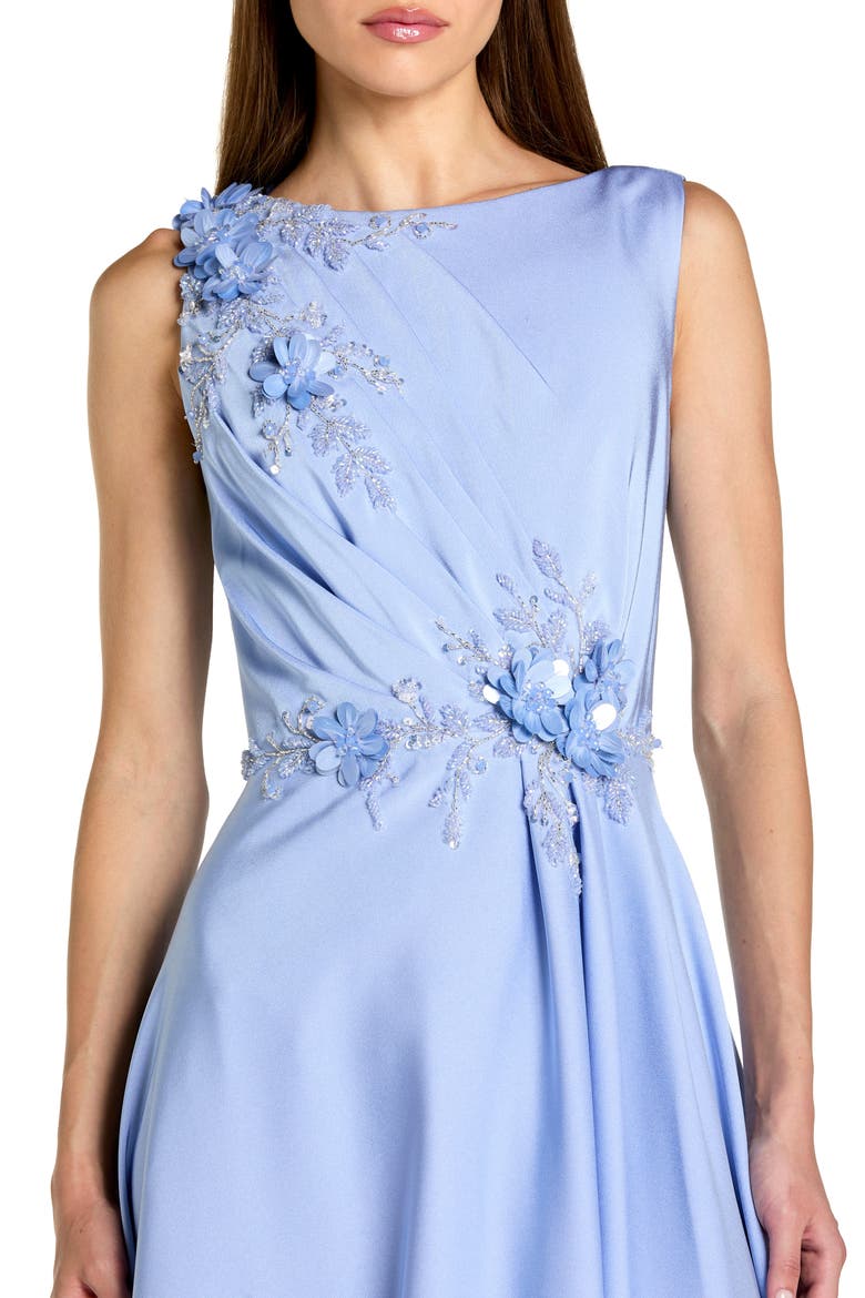Floral Applique Sleeveless A Line Gown, Alternate, color, Powder Blue