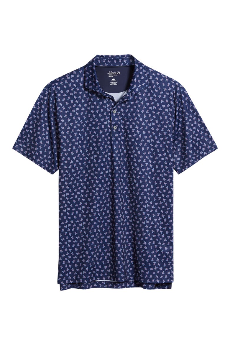 USA Flag Print Performance Jersey Polo, Alternate, color, NAVY