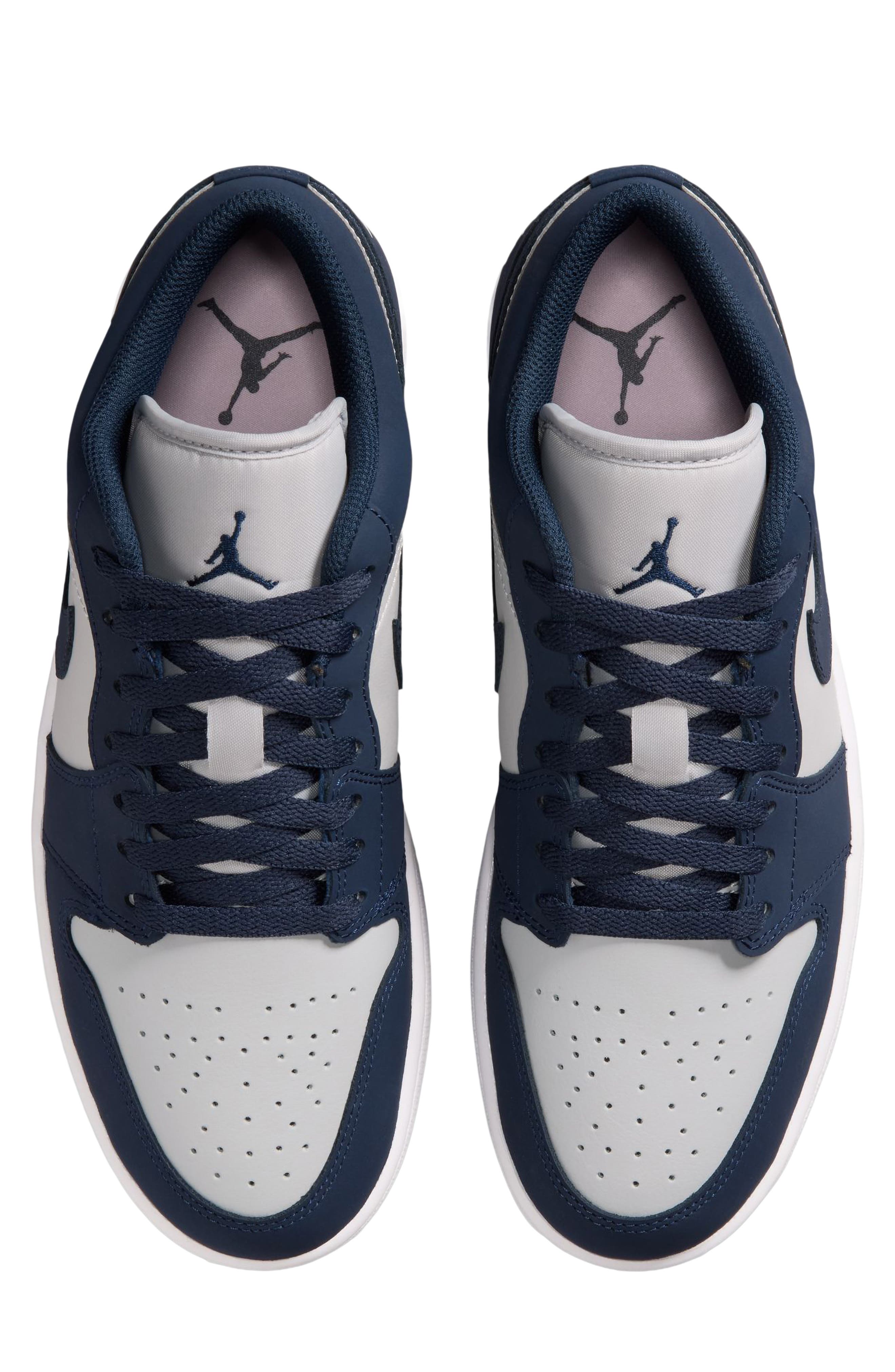 Air Jordan 1 Low Basketball Sneaker, Alternate, color, OBSIDIAN/ GREY FOG