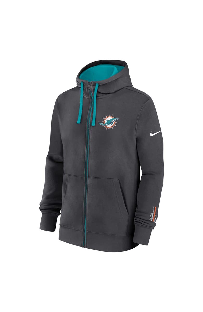 Nike Men's Nike Anthracite Miami Dolphins Primetime Club Full-Zip Hoodie, Alternate, color, Anthracite