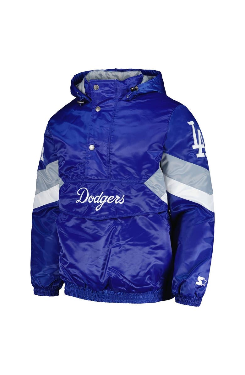 STARTER Men's Starter Royal Los Angeles Dodgers Force Play II Half-Zip Hooded Jacket, Alternate, color, 