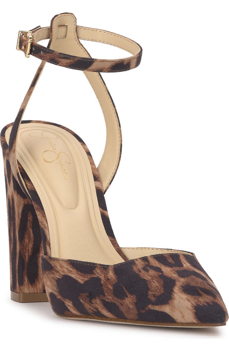 Jessica Simpson Nazela Pointed Toe Ankle Strap Pump, Main, color, Natural Leopard