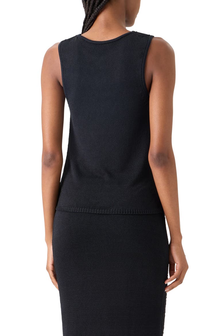 Fringed Silk Knit Top, Alternate, color, BLACK