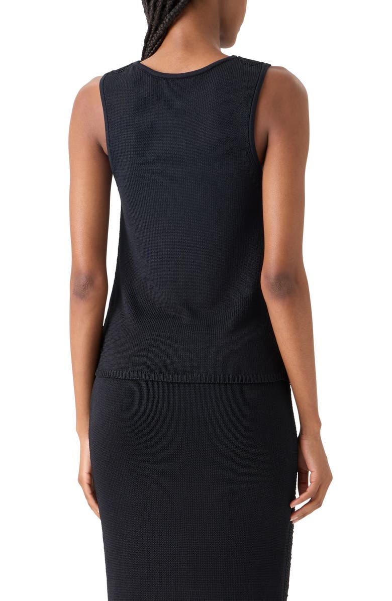 Akris Fringed Silk Knit Top, Alternate, color, Black