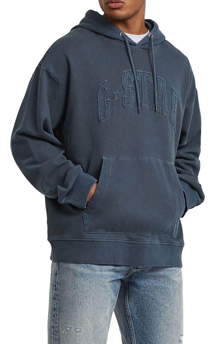 G-STAR Appliqué Logo Hoodie, Alternate, color, Dark Patriot Blue