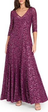 Tahari ASL Sequin Flare Gown