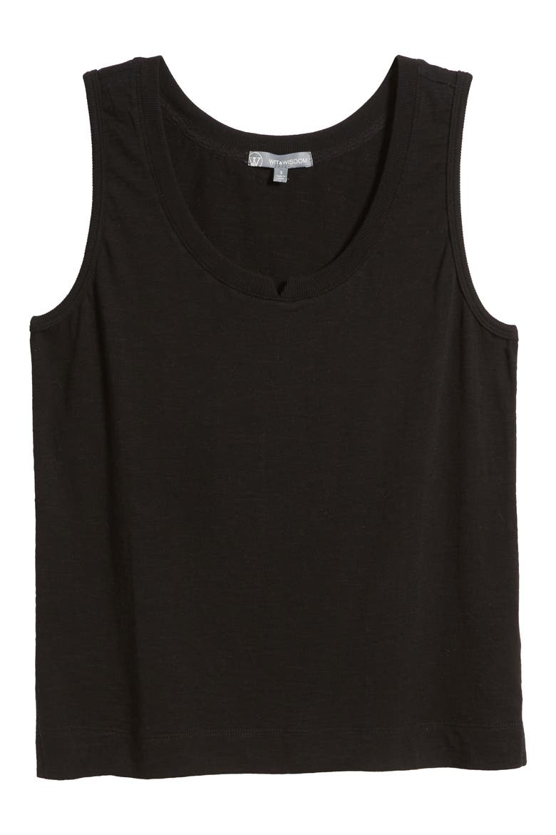 Notched Sleeveless Tank (Nordstrom Exclusive), Alternate, color, BLACK