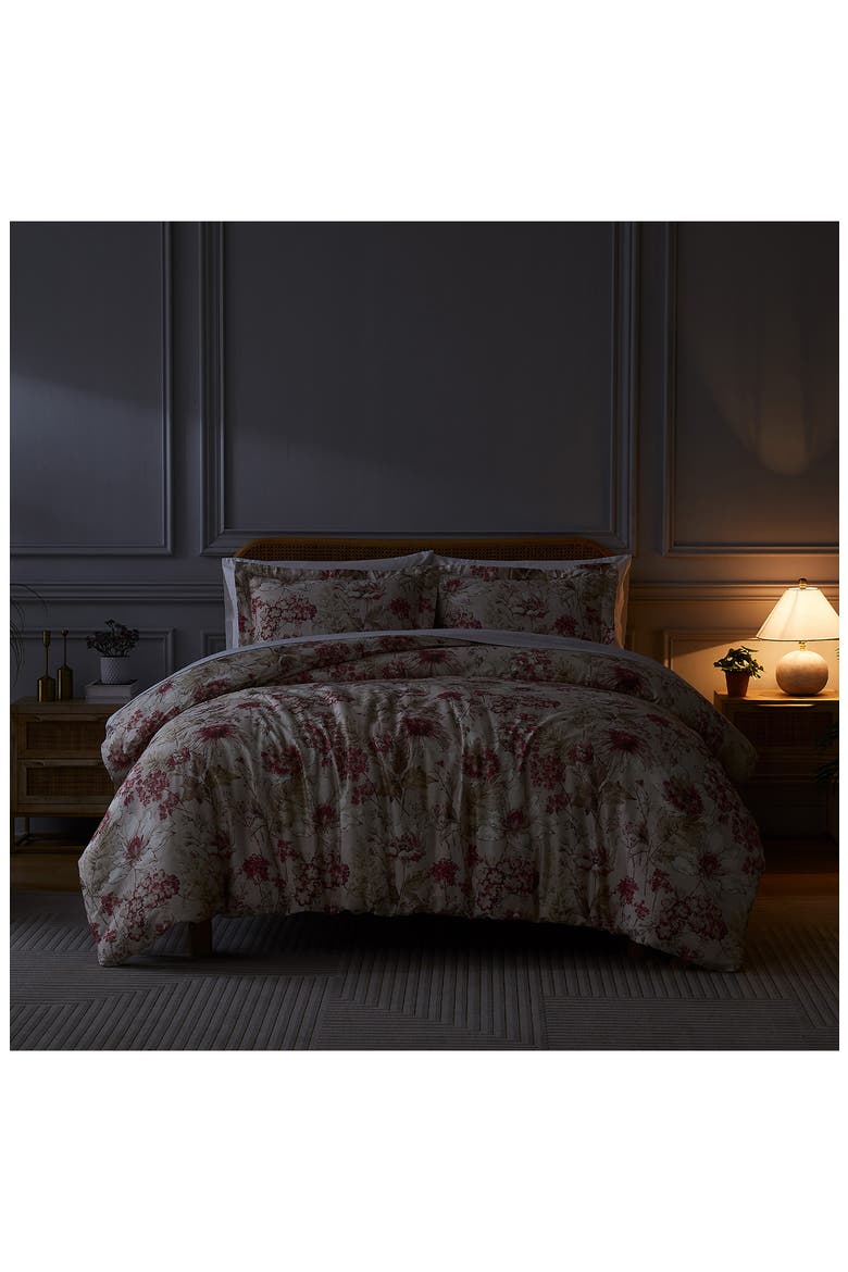 Skye Collection 3-Piece Cotton Duvet Set, Alternate, color, NATURAL/ RED