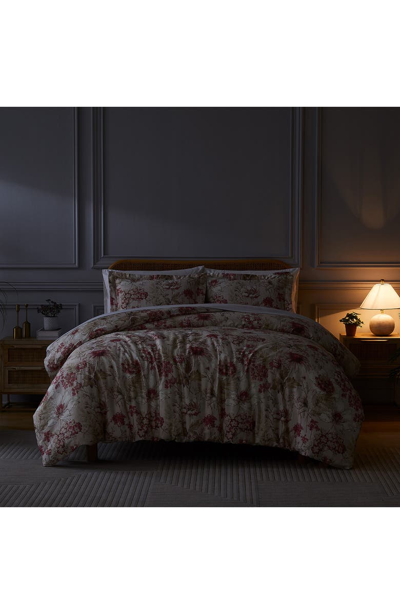 SOUTHSHORE FINE LINENS Skye Collection 3-Piece Cotton Duvet Set, Alternate, color, Natural/ Red