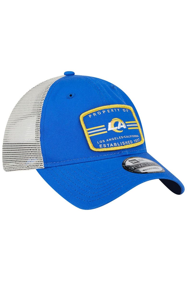 Men's New Era  Royal Los Angeles Rams Property Trucker 9TWENTY Adjustable Hat, Alternate, color, Royal