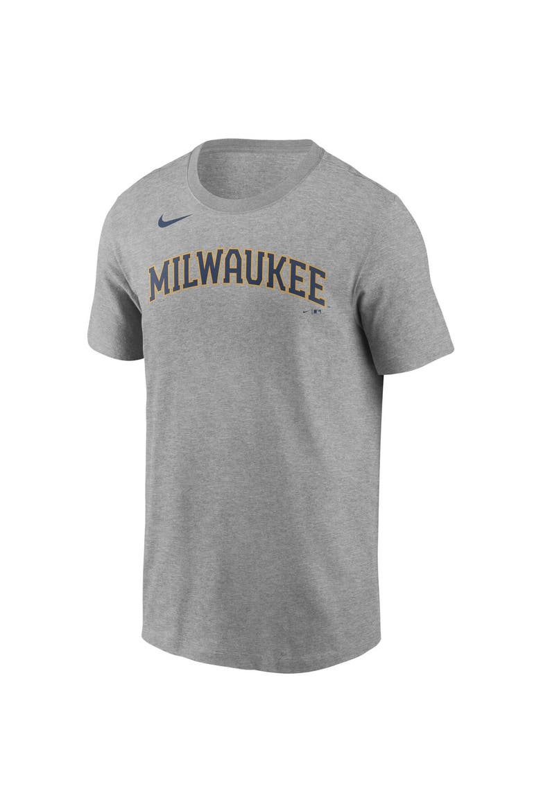 Men's Nike Christian Yelich Gray Milwaukee Brewers Name & Number T-Shirt, Alternate, color, Gray