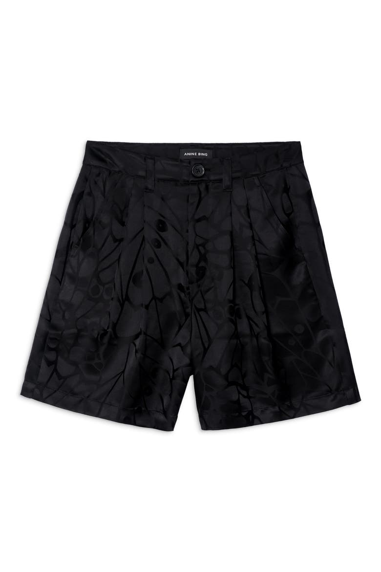 Carrie Silk Jacquard Shorts, Alternate, color, BLACK BUTTERFLY JACQUARD