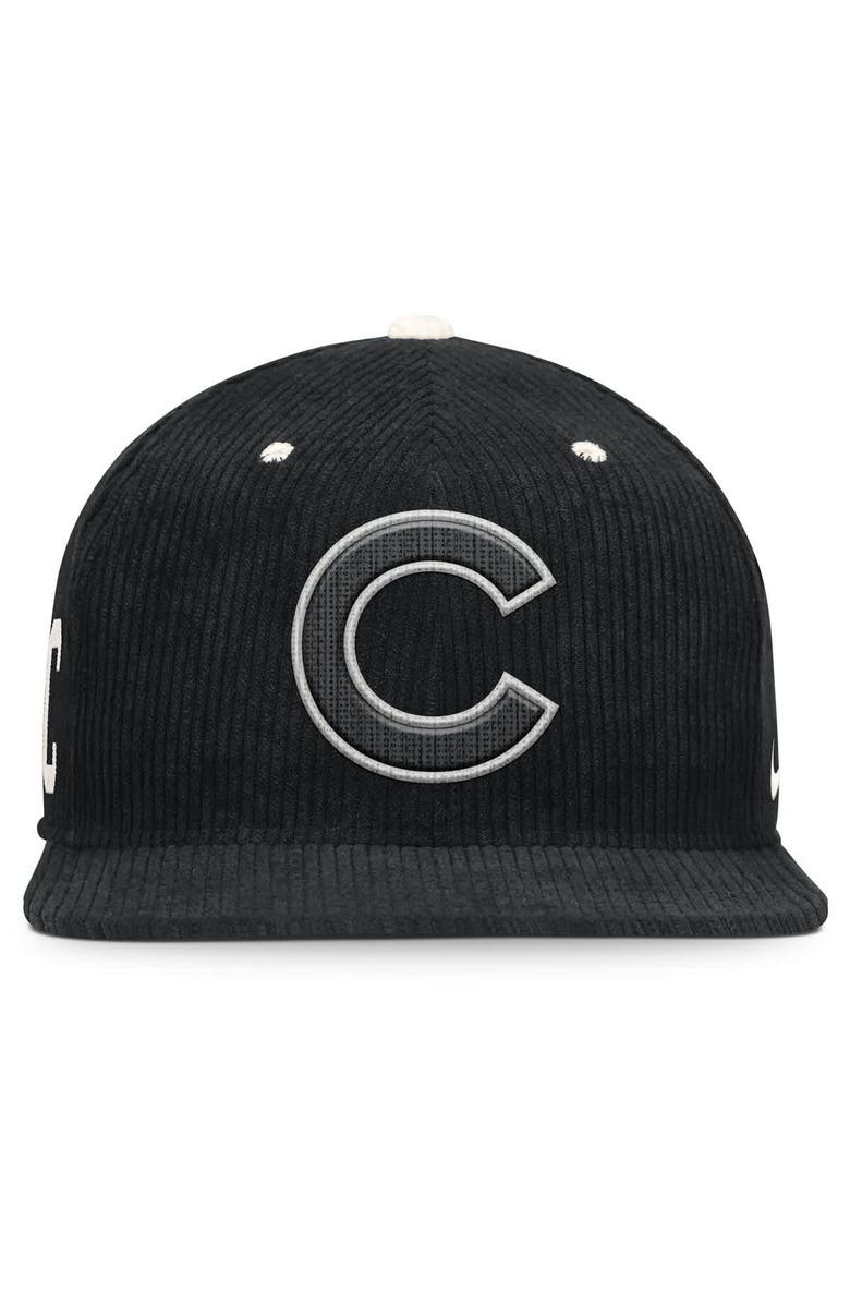 Nike Men's Nike Black Chicago Cubs Pro Corduroy Structured Snapback Hat, Alternate, color, Black