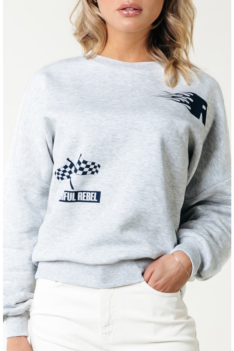 Racer Logo Dropped Shoulder Sweat, Main, color, Light grey