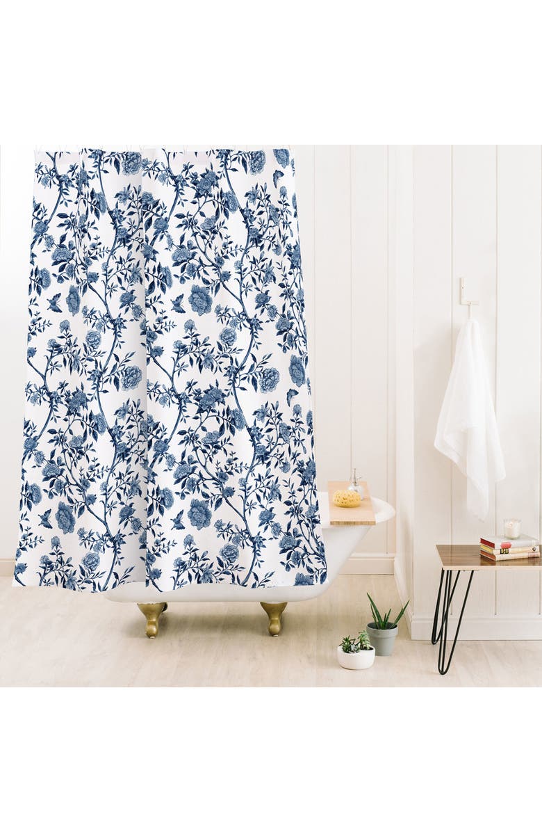 Deny Designs Chinoiserie Blue Shower Curtain, Alternate, color, Blue