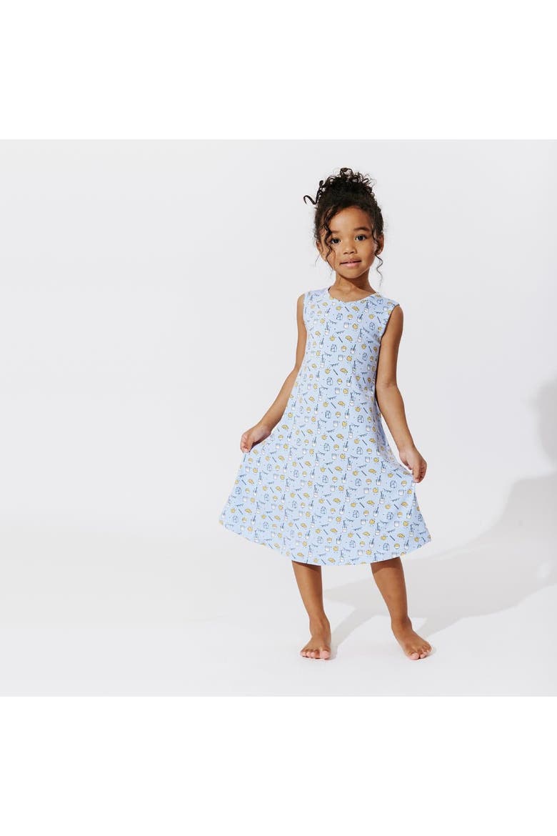 Kids' Milk & Cookies Blue Sleeveless Dress, Alternate, color, Blue Milk & Cookies