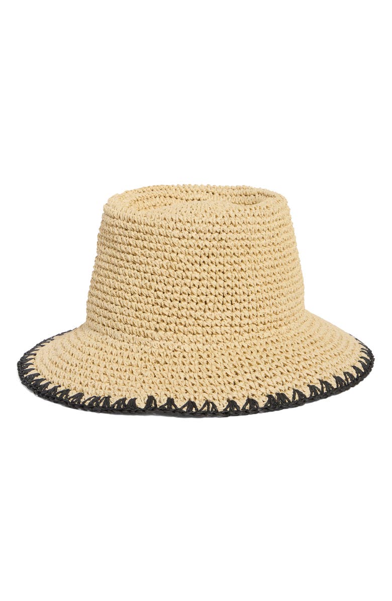 Vince Camuto Telescope Open Straw Bucket Hat, Alternate, color, Natural