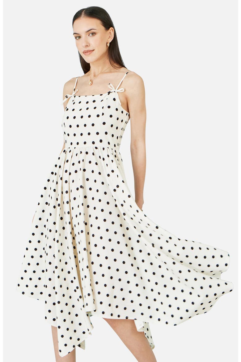 Square Neck Hankerchief Hem Dress, Alternate, color, White