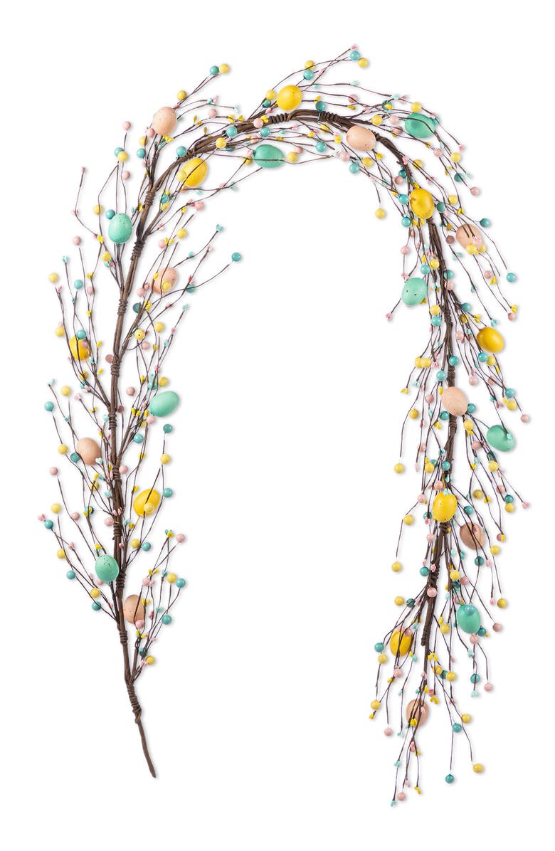 Glitzhome 72"L Easter Egg Berries & Flower Garland, Main, color, Blue