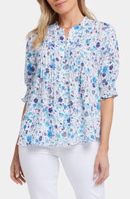NYDJ Pleated Peasant Blouse