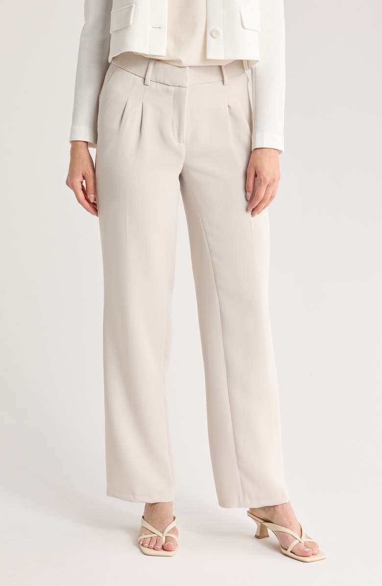 Amanda & Chelsea Soft Pleat Texture Trousers, Main, color, Taupe