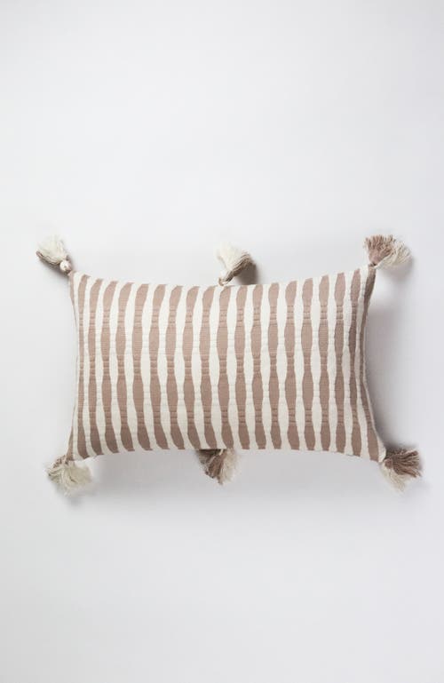 Archive New York Antigua Classic Striped Handwoven Cotton Throw Pillow In Tan