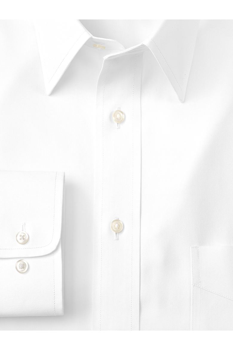 Tailored Fit Non-iron Cotton Pinpoint Solid Point Collar Dress Shirt, Alternate, color, White
