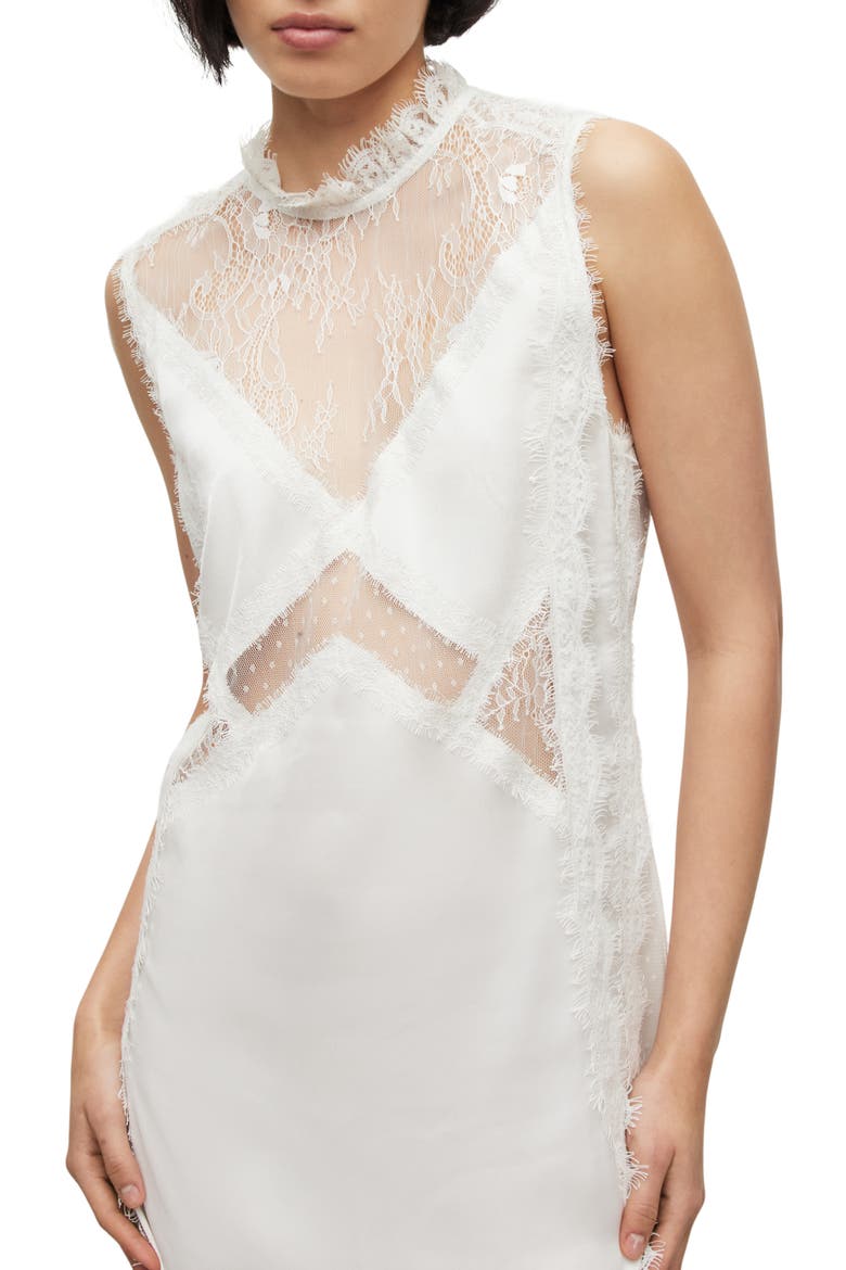 Mila Lace & Satin Dress, Alternate, color, WHITE