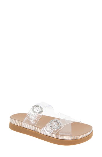 Bcbgeneration Jia Rhinestone Slide Sandal In Clear/rhinestone