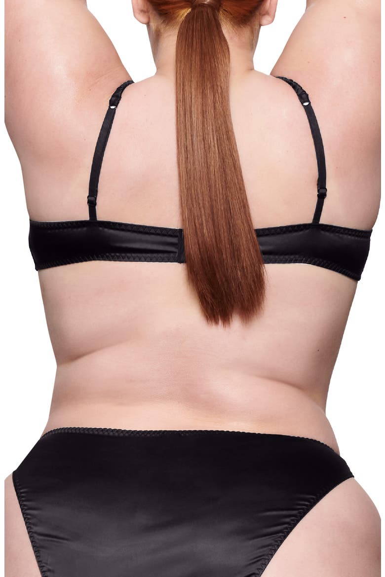 Shine Scrunchie Scoop Satin Bra, Alternate, color, ONYX