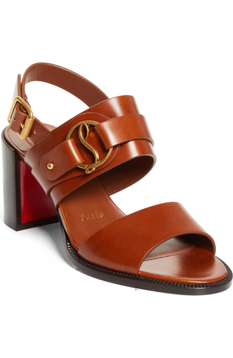 Christian Louboutin In Roma Block Heel Sandal, Main, color, Dark Carmine/Brown