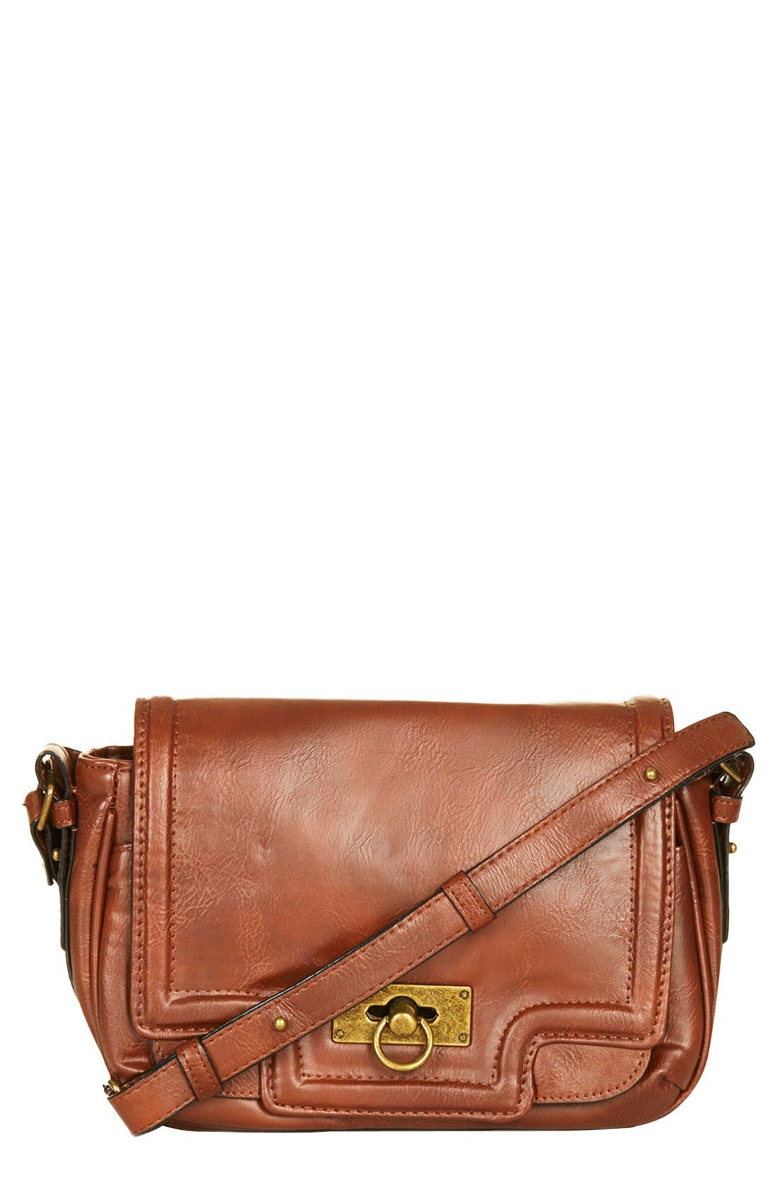 Faux Leather Crossbody Bag, Main, color, TAN
