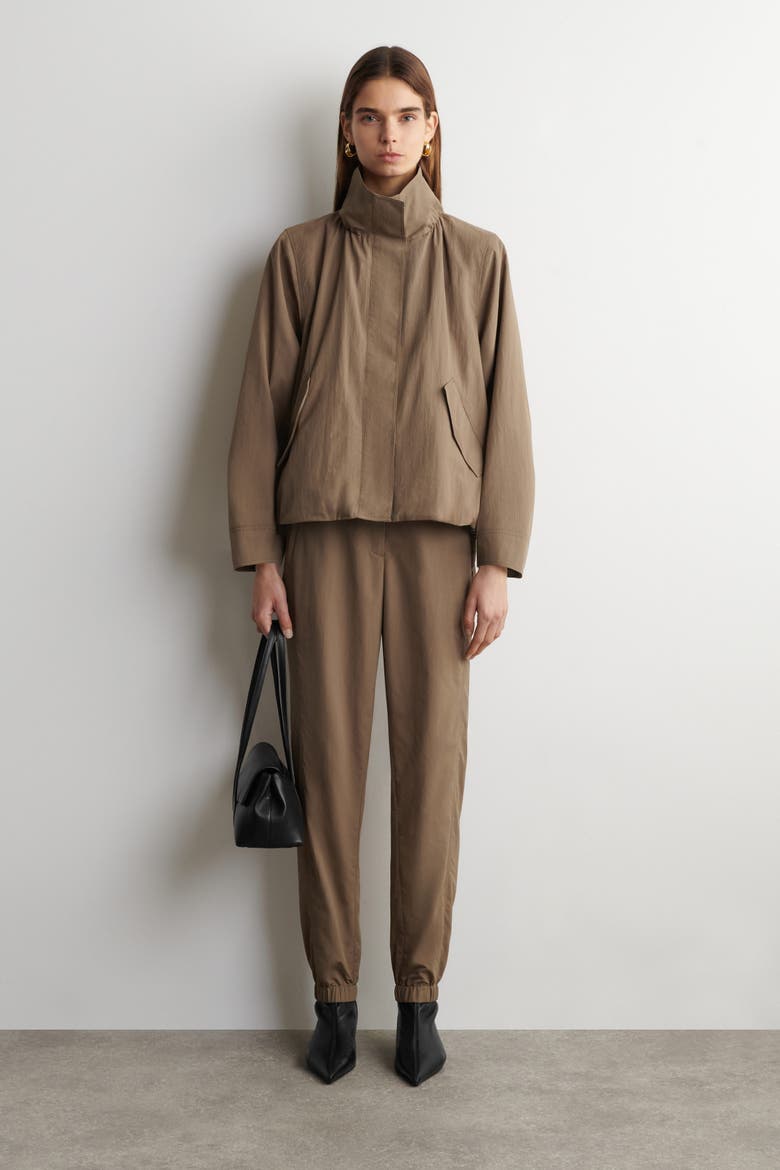 Technical Nylon Barrel-Leg Pants, Main, color, BEIGE