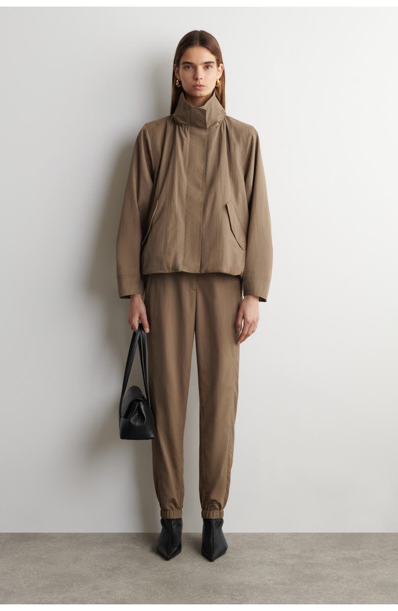 COS Technical Nylon Barrel-Leg Pants, Main, color, Beige