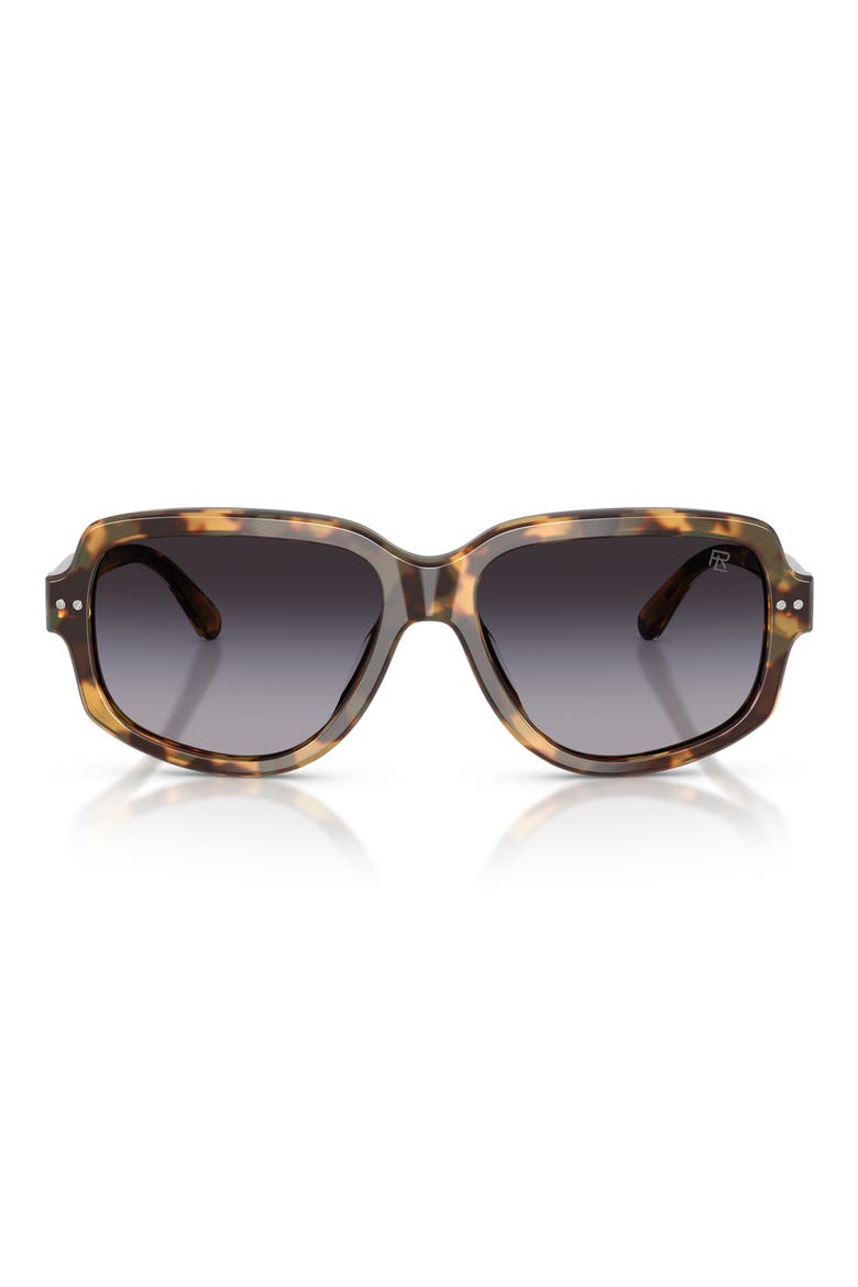 57mm Gradient Irregular Sunglasses, Main, color, SPOTTY HAVANA / GRADIENT GREY