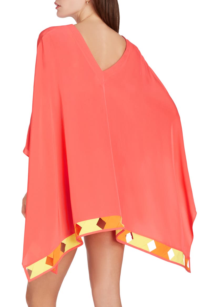 Bandage Hem Chiffon Cover-up Poncho, Alternate, color, Coral